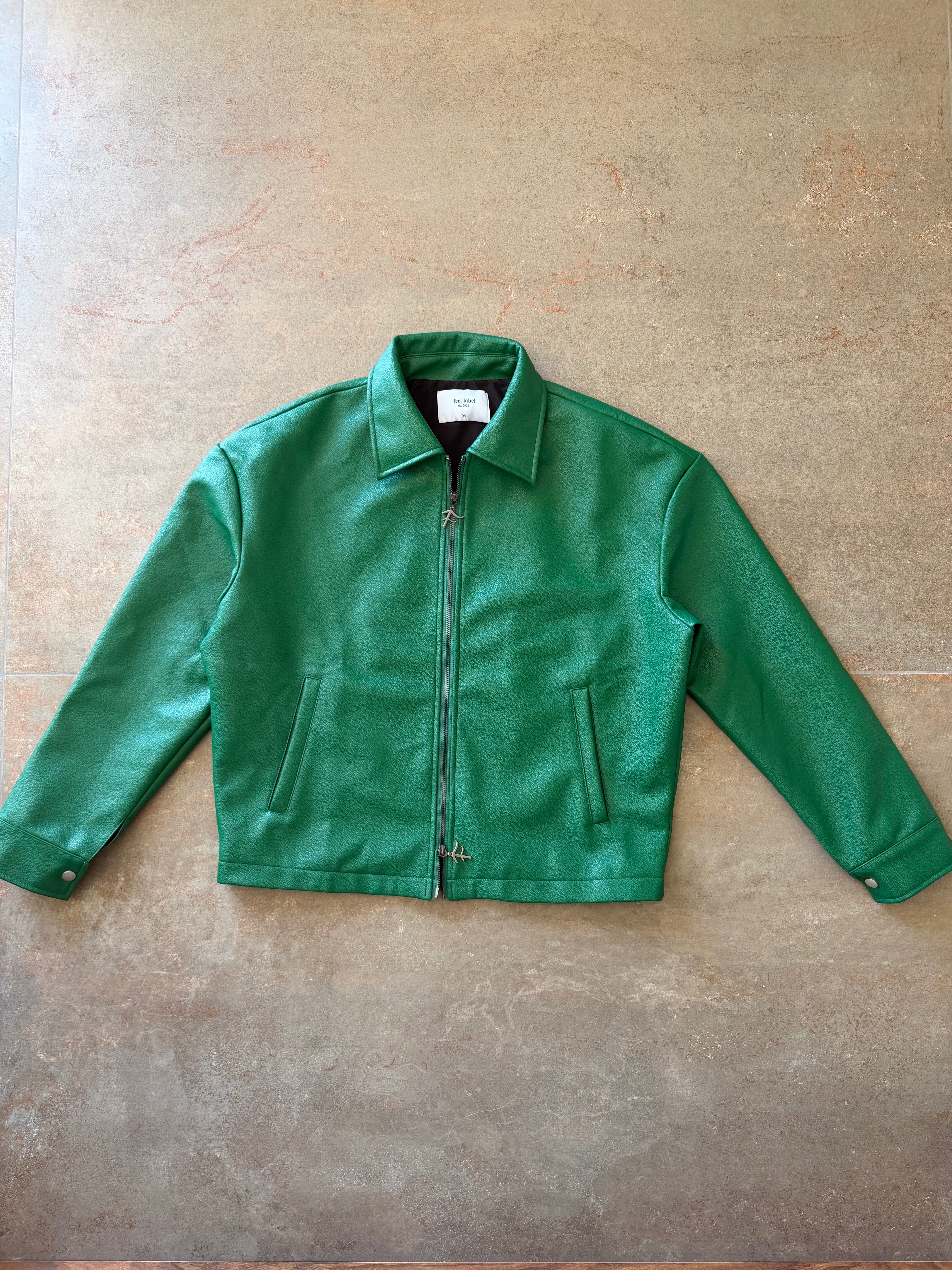 Engraved Logo Leather Jacket