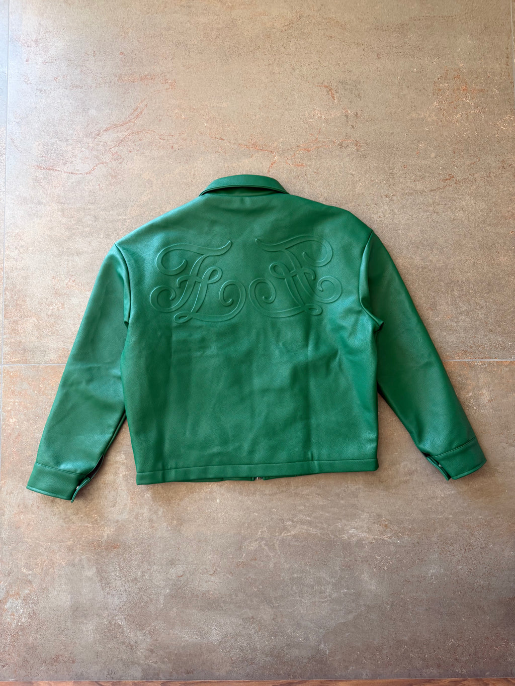 Engraved Logo Leather Jacket