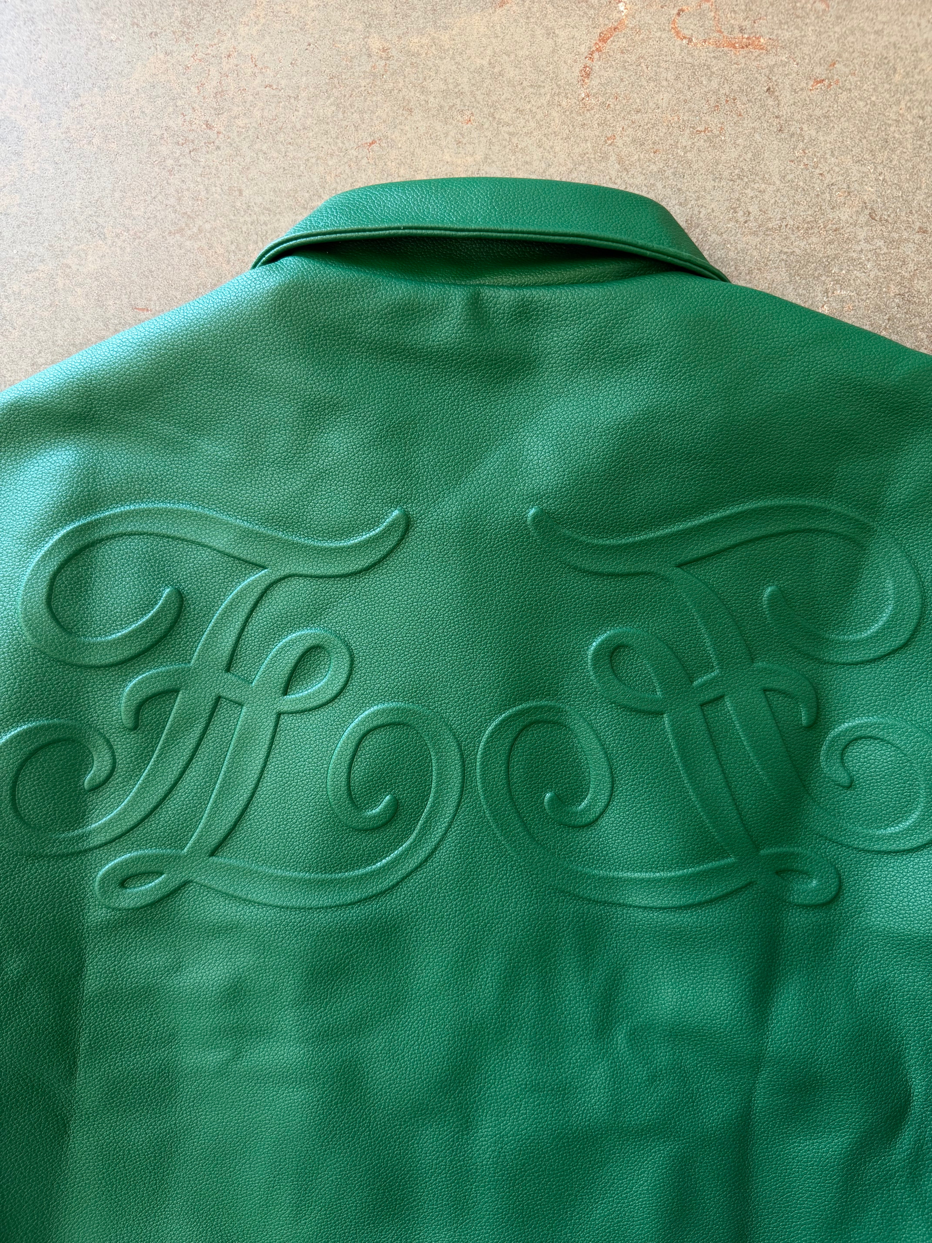 Engraved Logo Leather Jacket